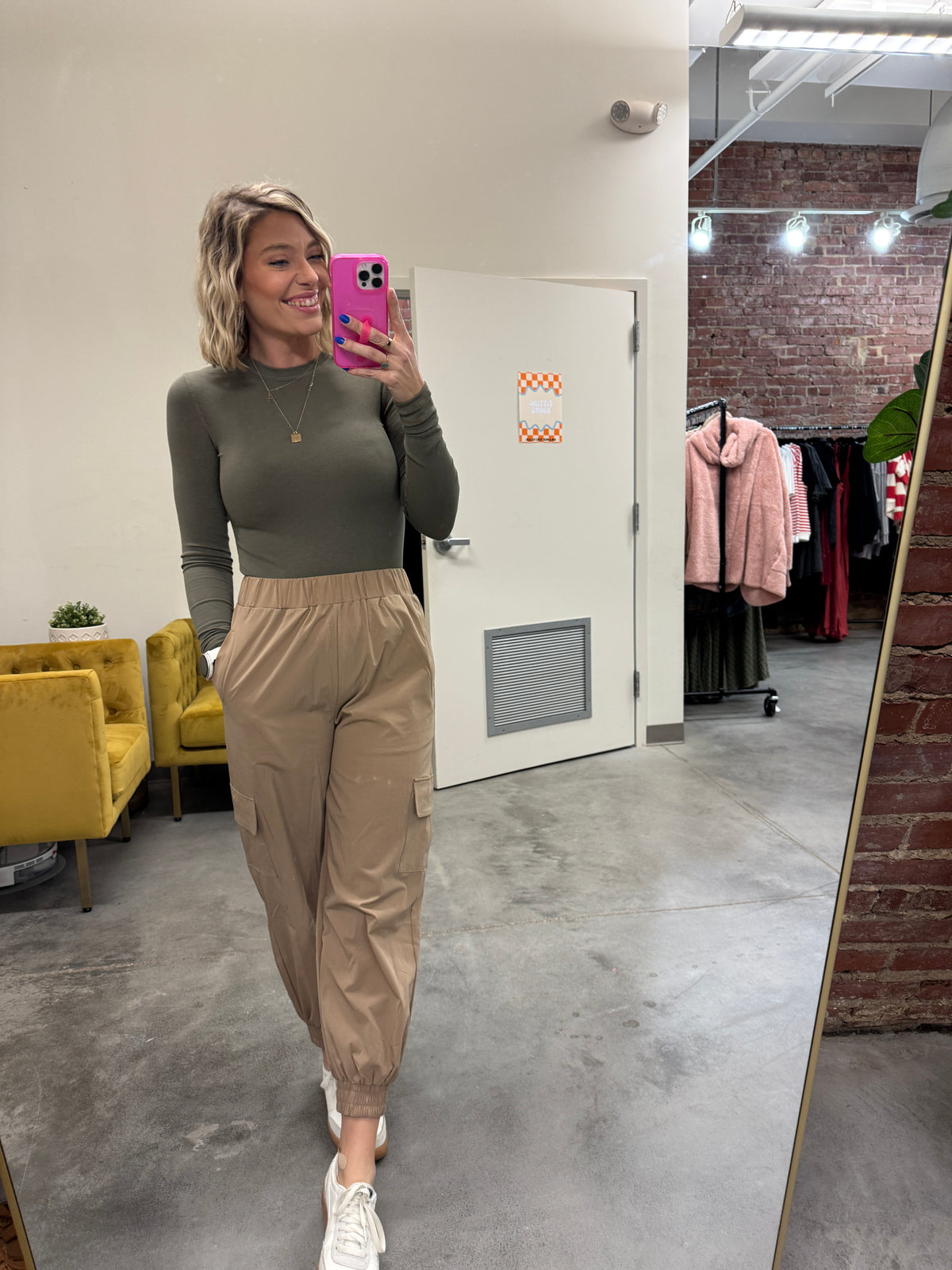 carry on cargo joggers in tan
