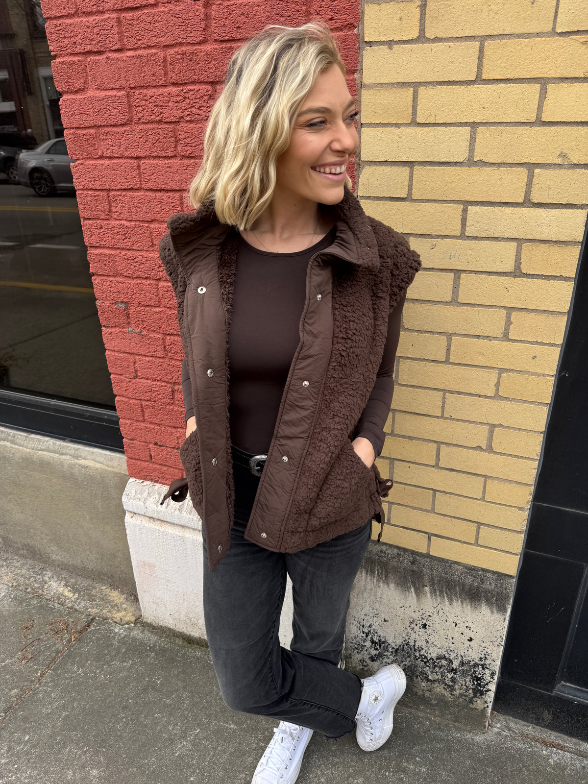classic long sleeve bodysuit in brown