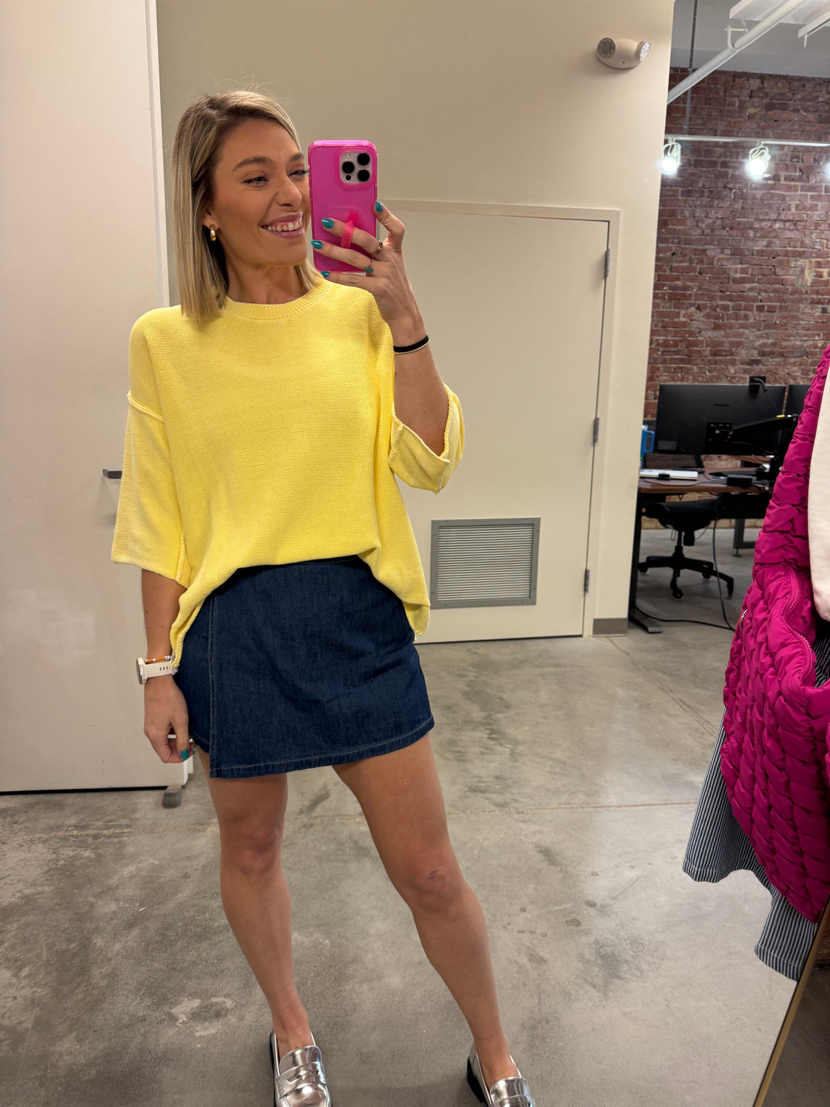 goldenrod short sleeve sweater