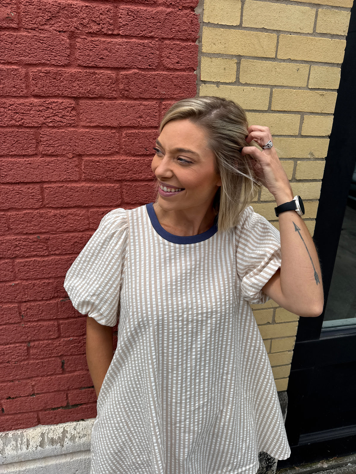 sandy seersucker dress