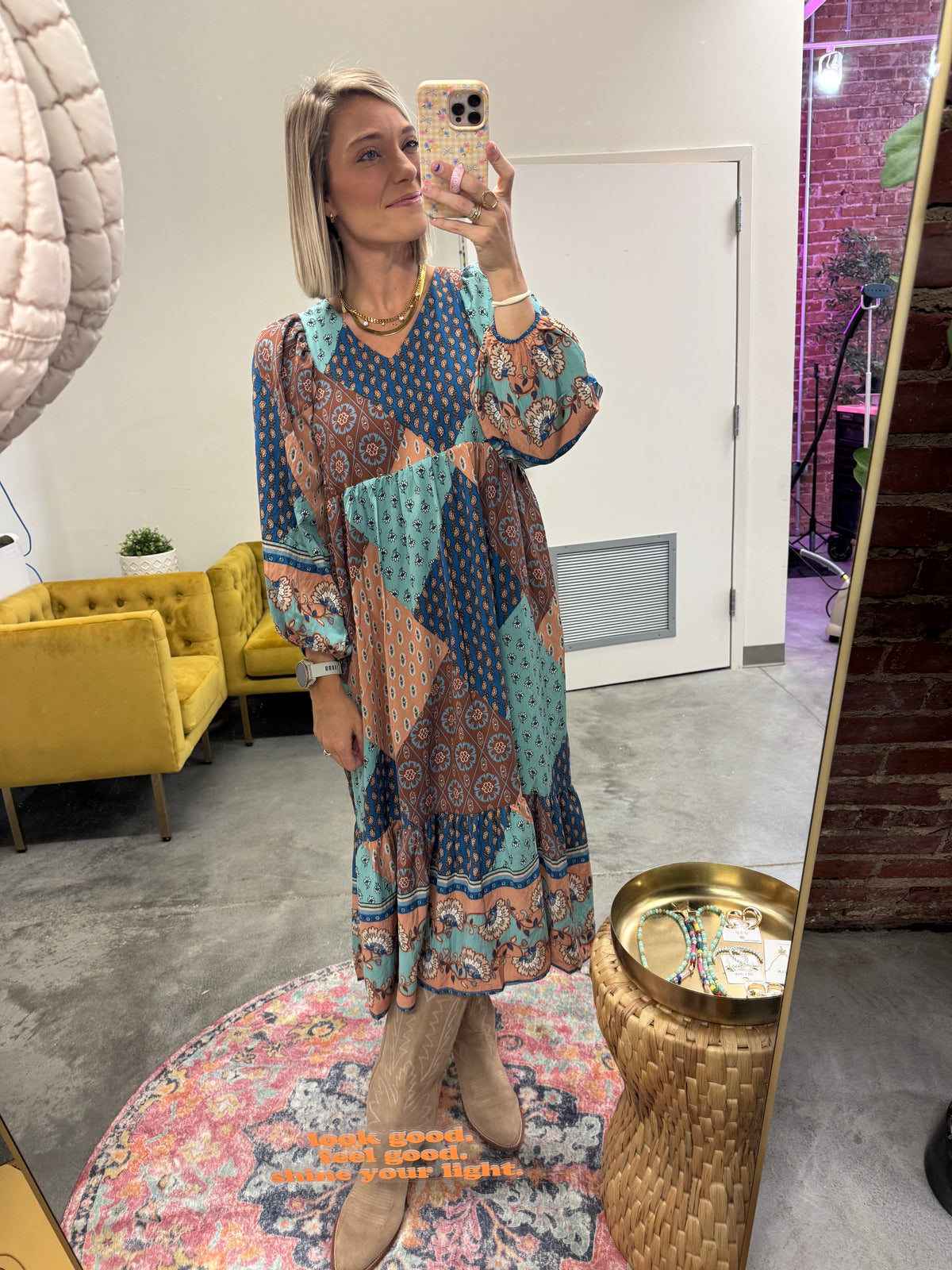 brandy printed maxi dress