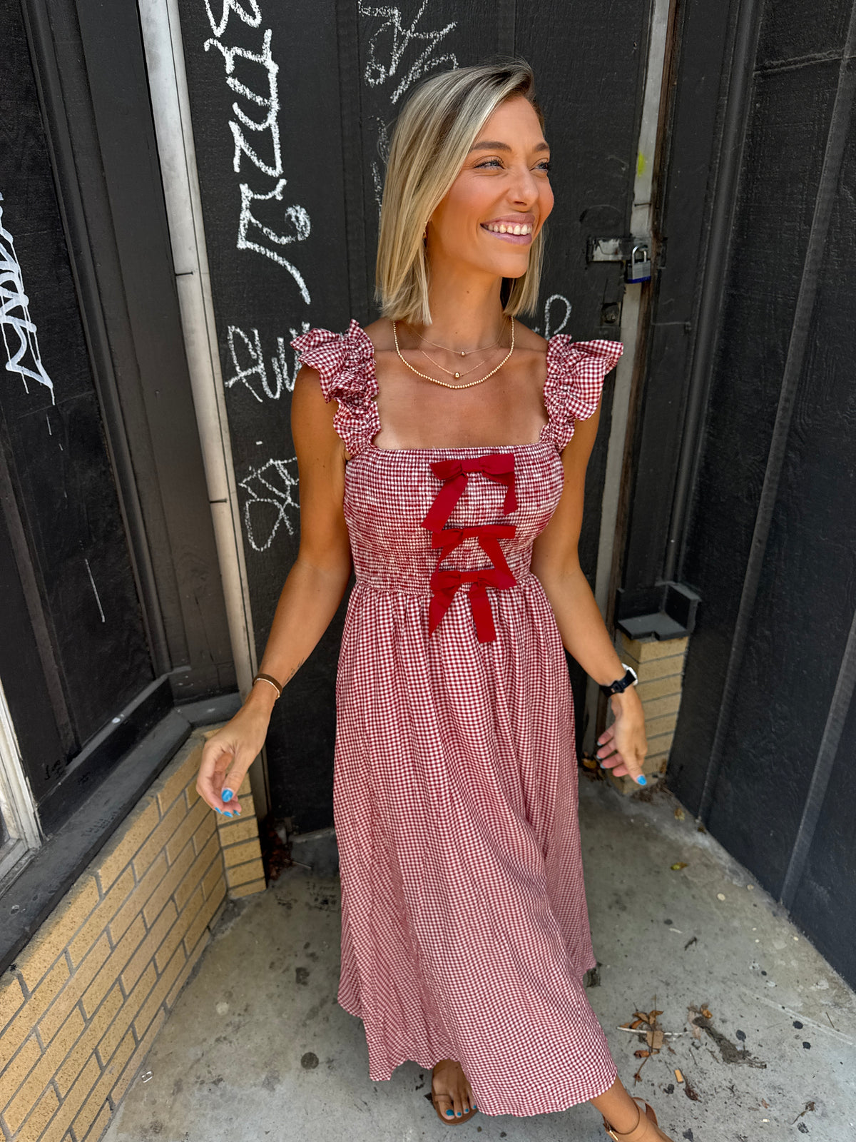 red gingham maxi