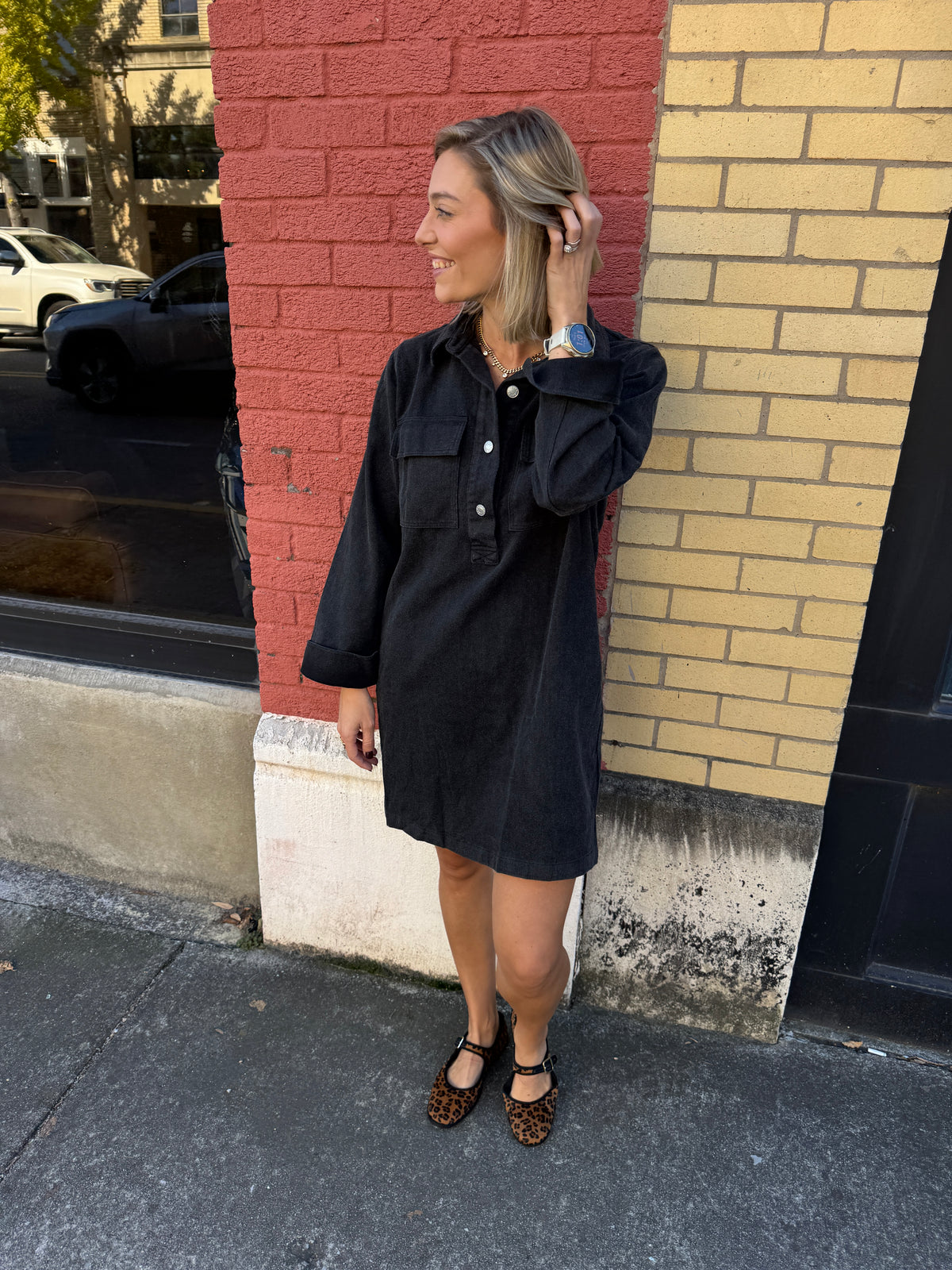 black denim dress