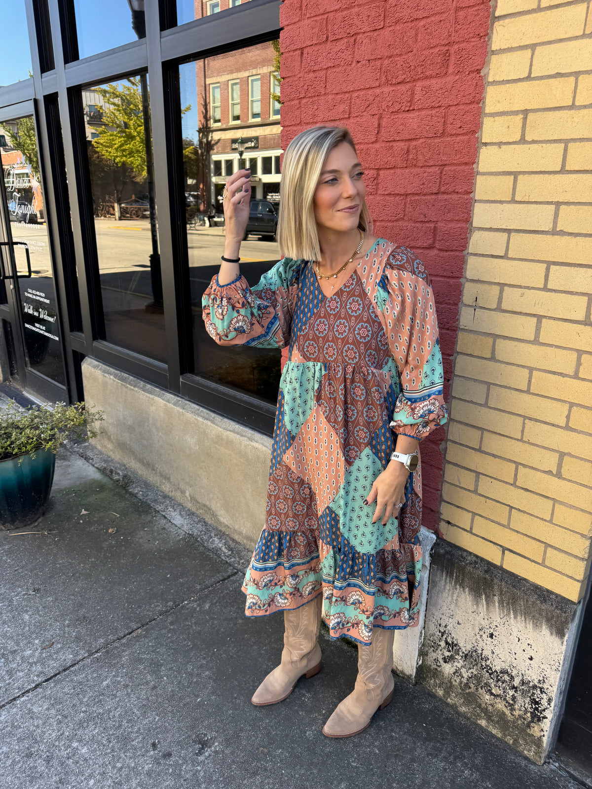 brandy printed maxi dress