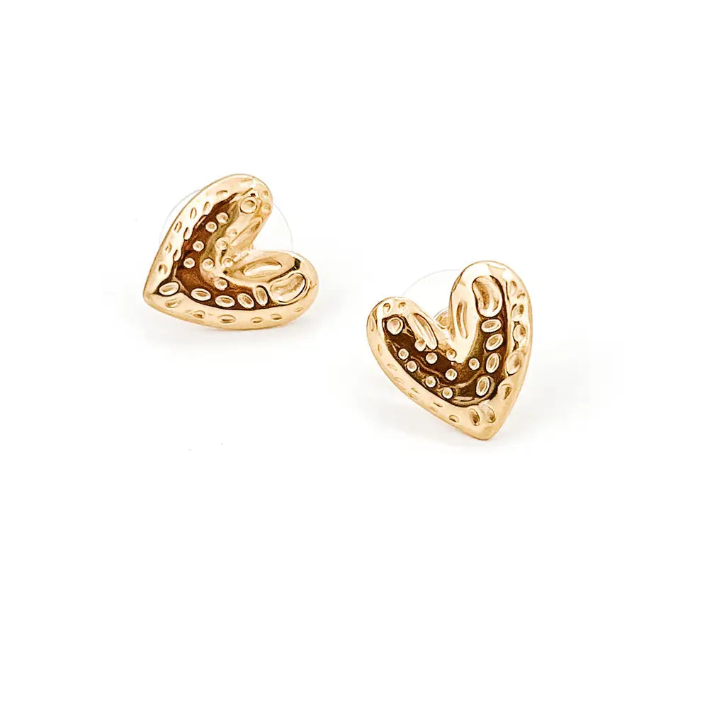 heart studs in gold