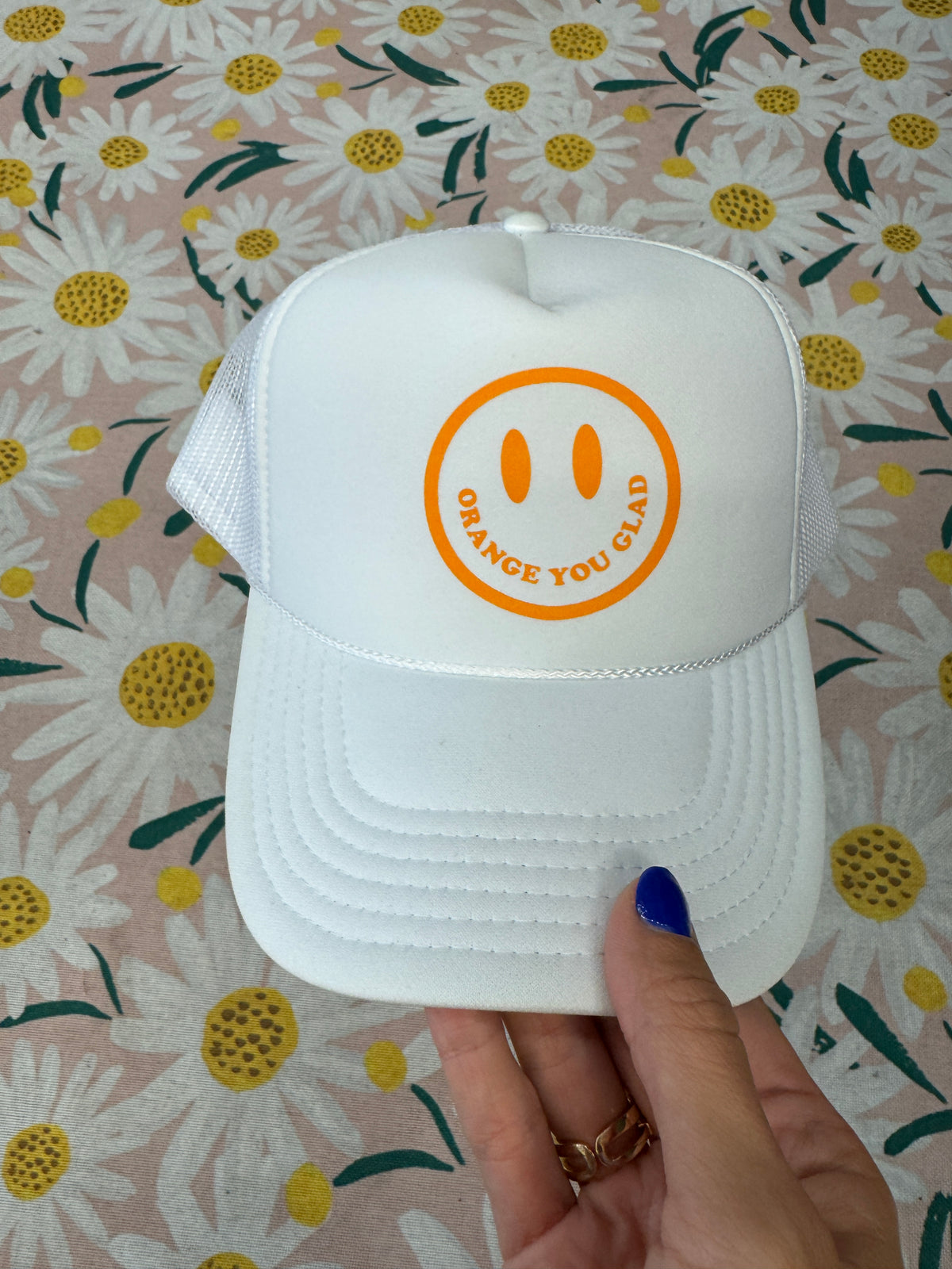 oyg white hat with orange logo