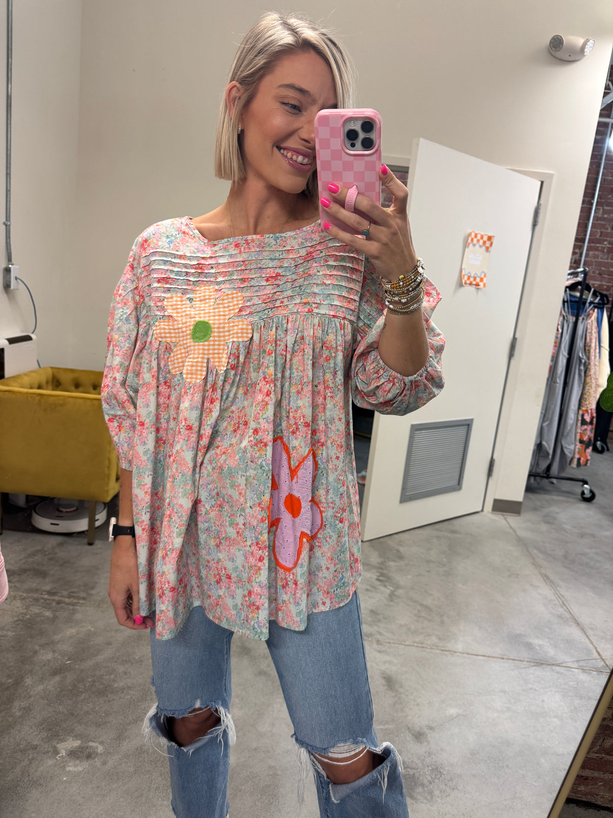 patches & flowers top