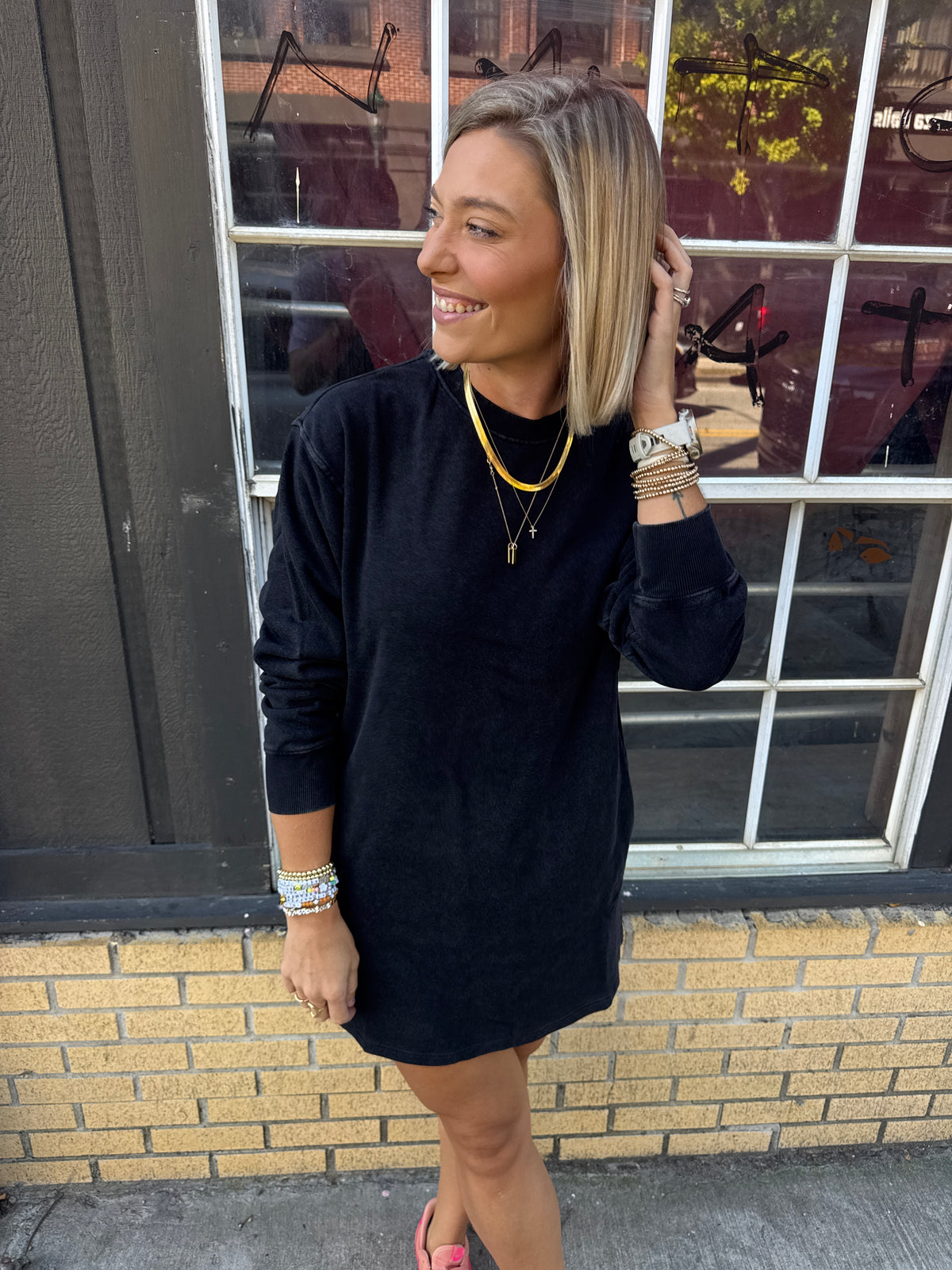 black sweatshirt tunic