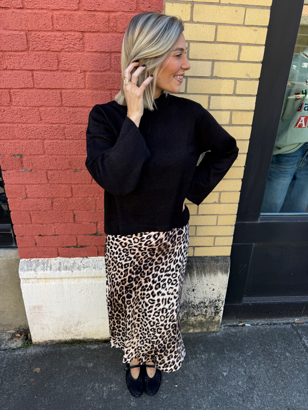 leopard print satin skirt