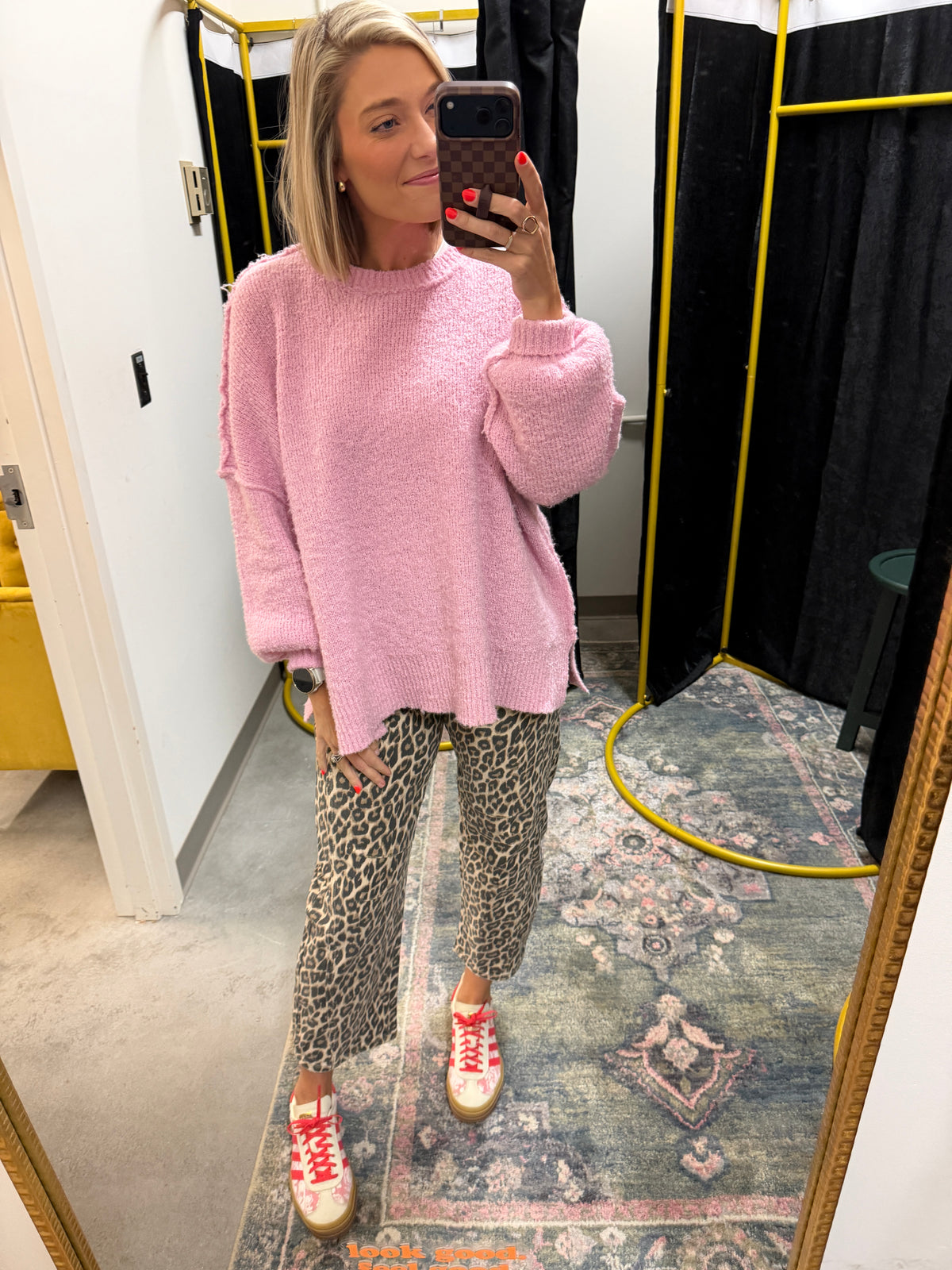 leopard barrel jeans