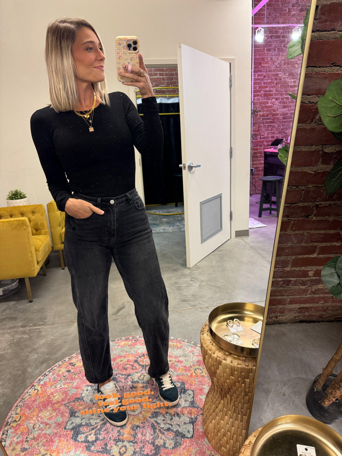 black ribbed bodysuit