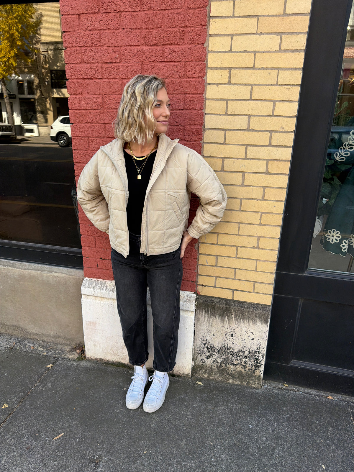 cream quilted jacket