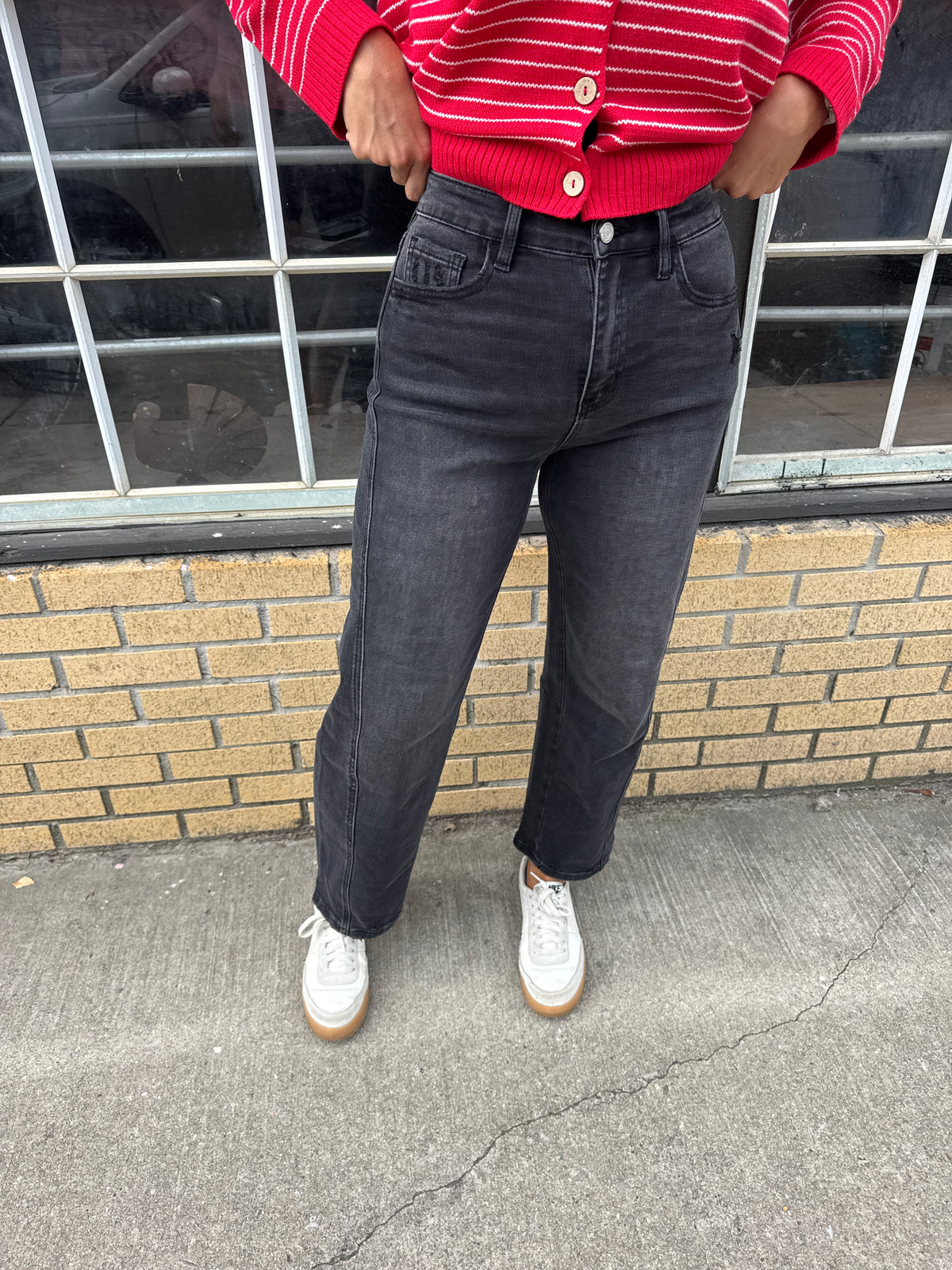 high rise barrel jean