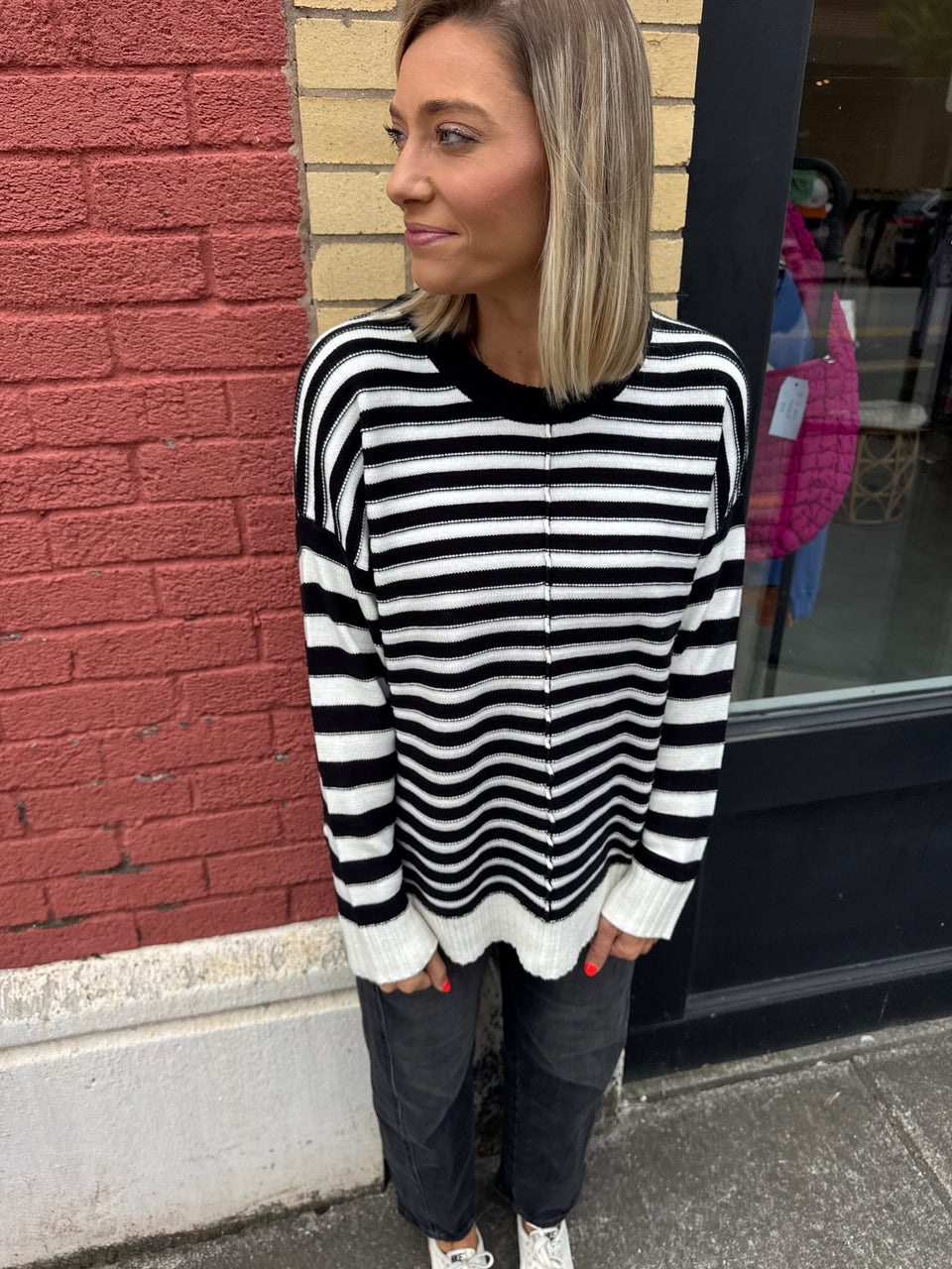 Black & White Striped Sweater from Shop Orange You Glad