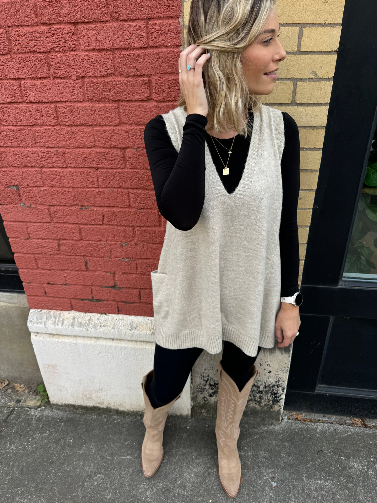 eloise tunic sweater in tan