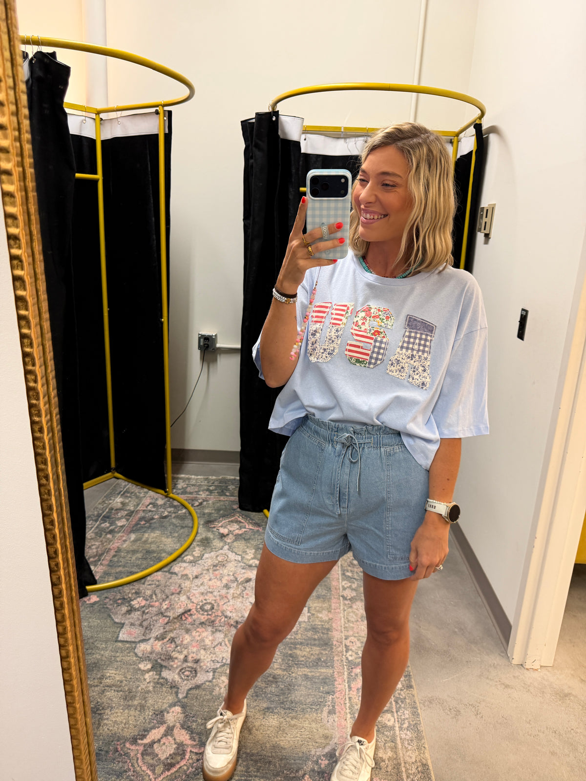 usa patchwork tee