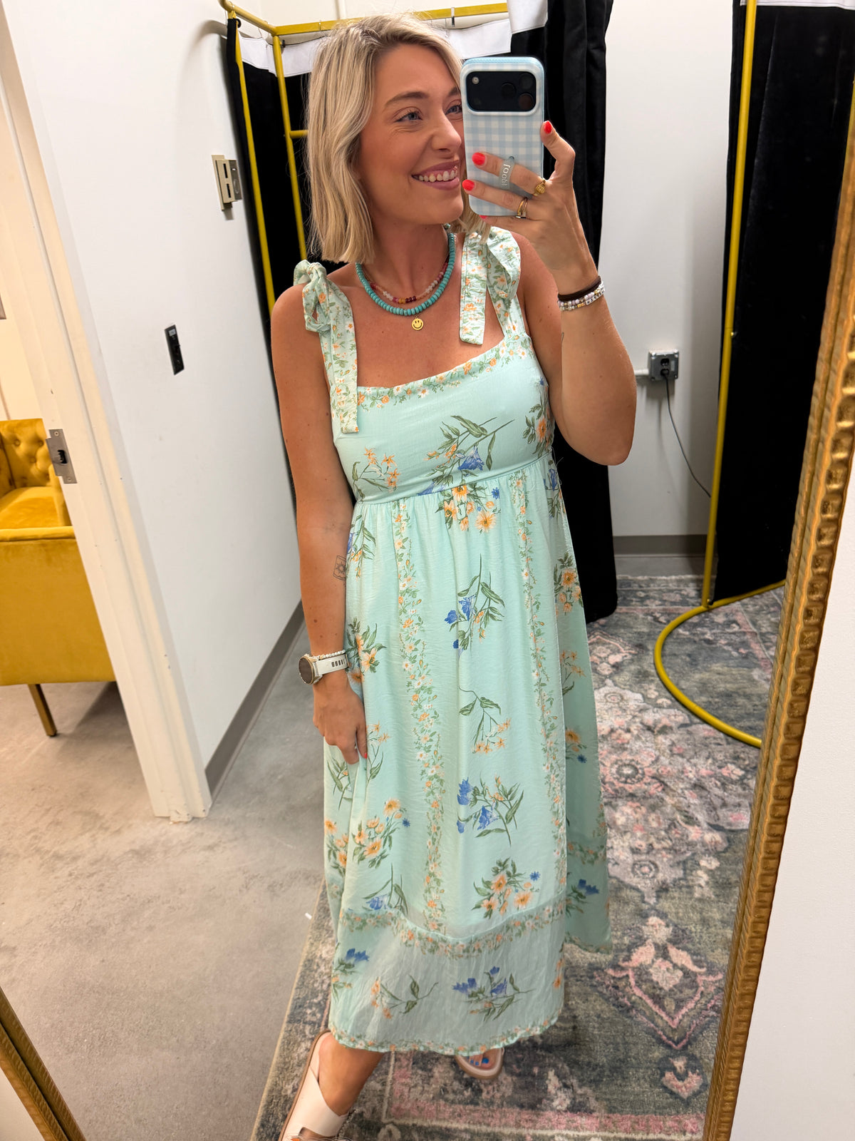 sage floral maxi dress Small