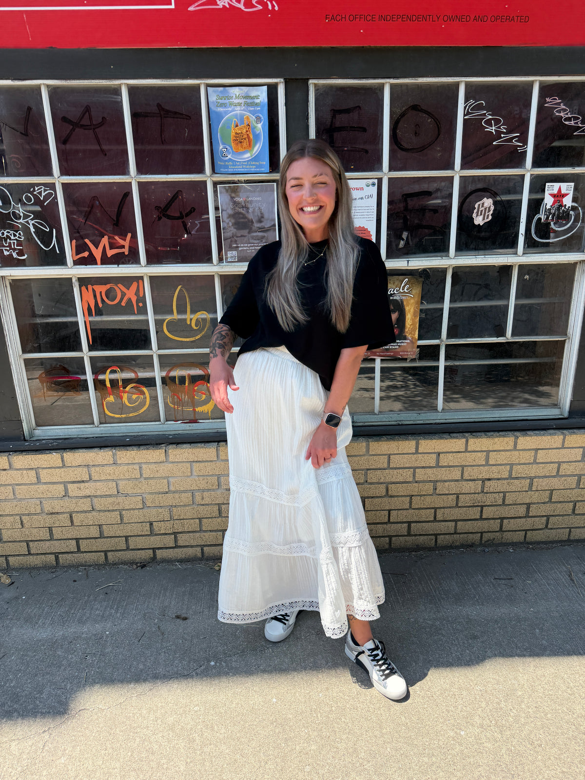 white maxi skirt