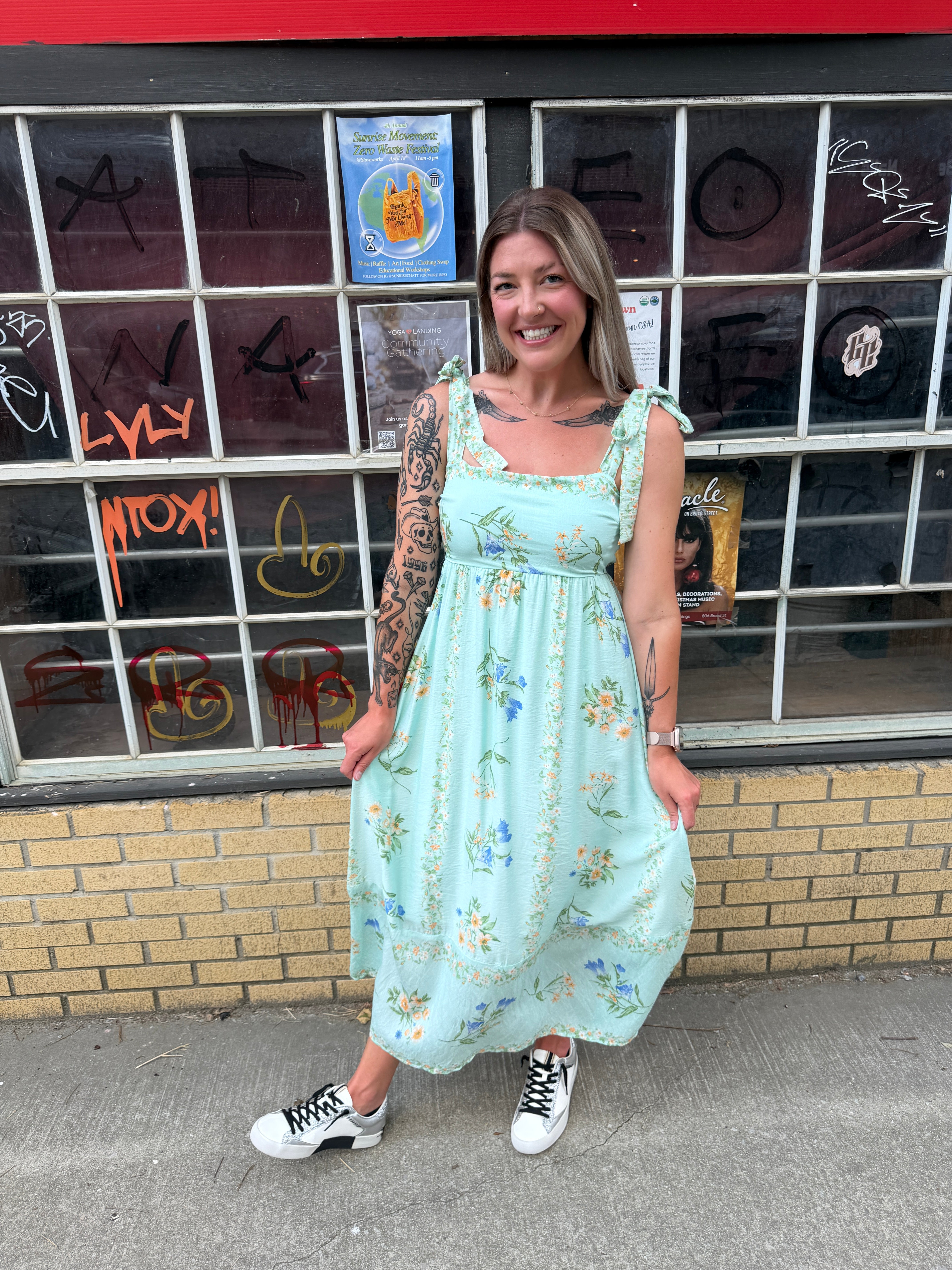sage floral maxi dress Small
