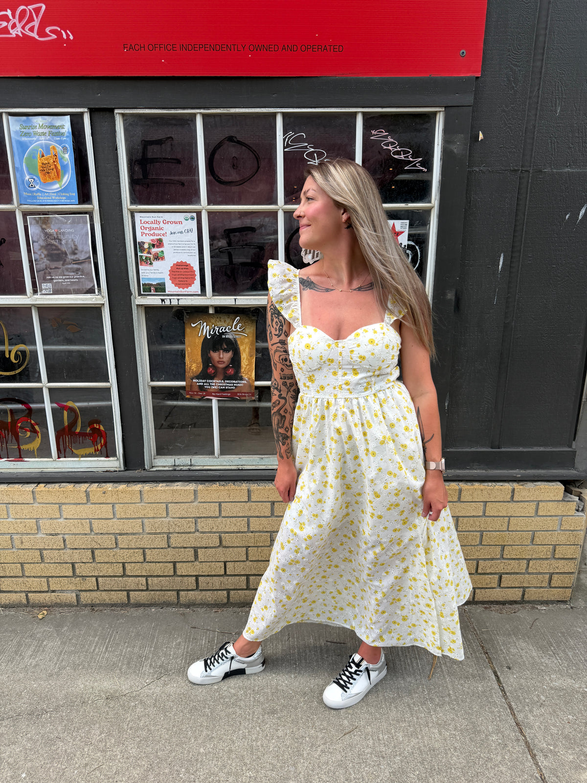 yellow floral dress