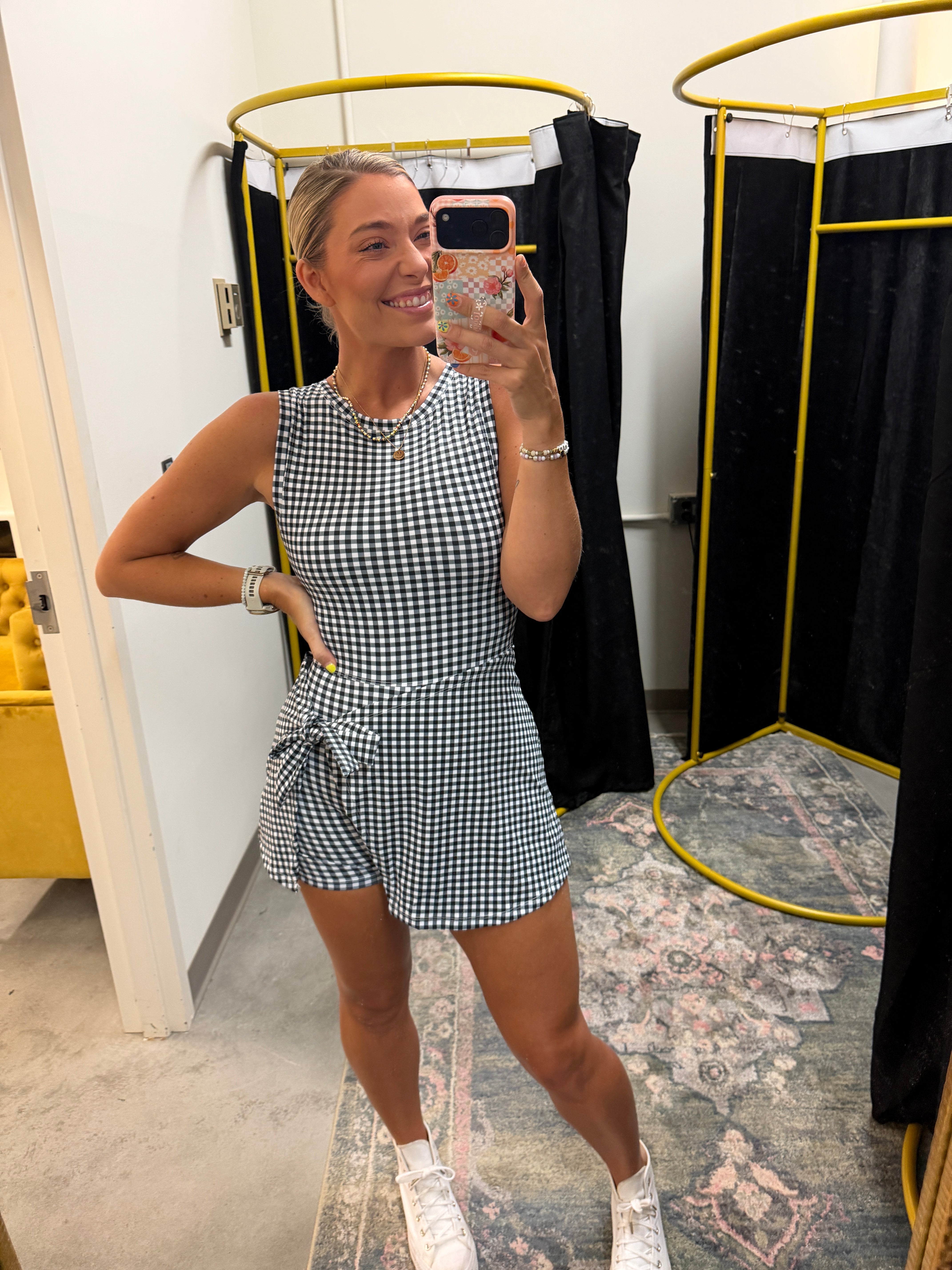 front tie athletic dress in black gingham – Shop Orange You Glad