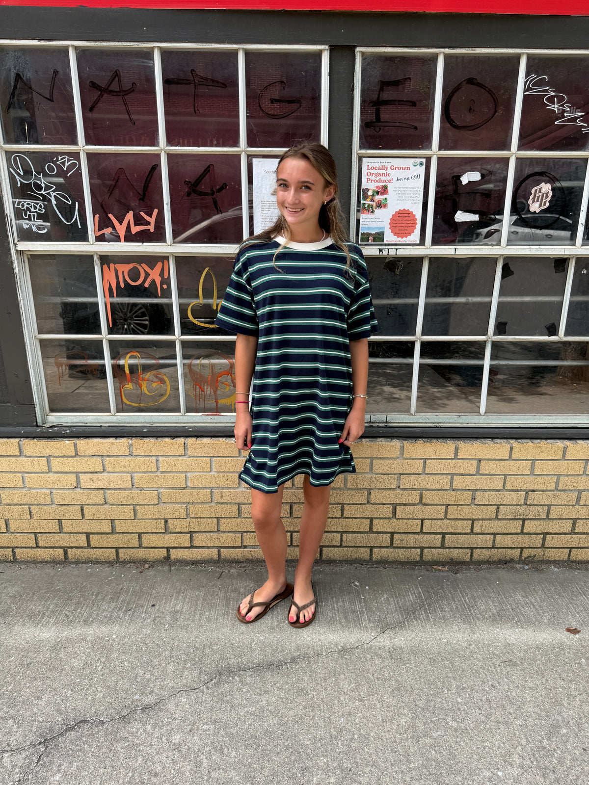 harbor stipe t-shirt dress