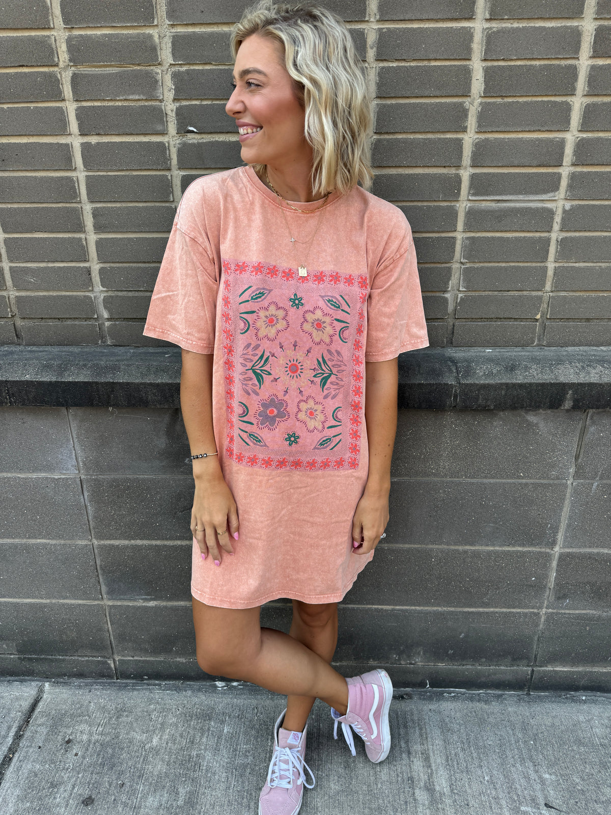 mia t-shirt dress in coral