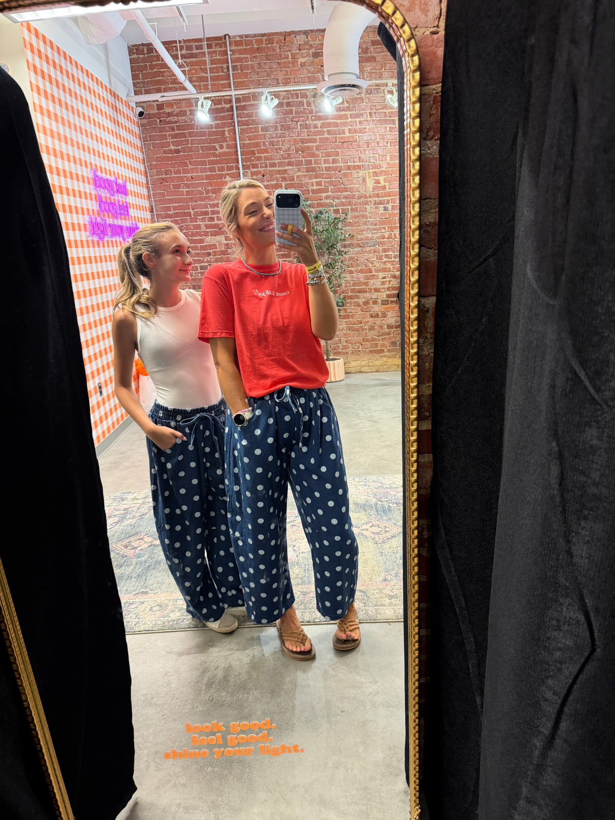 polka dot barrel jeans
