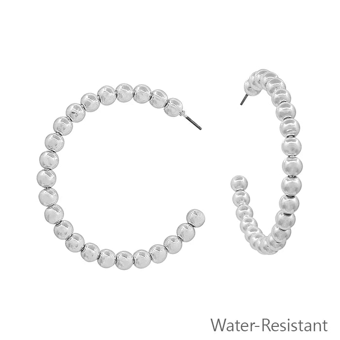 silver beaded hoop
