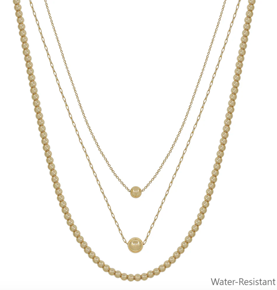 beaded gold tiered necklace