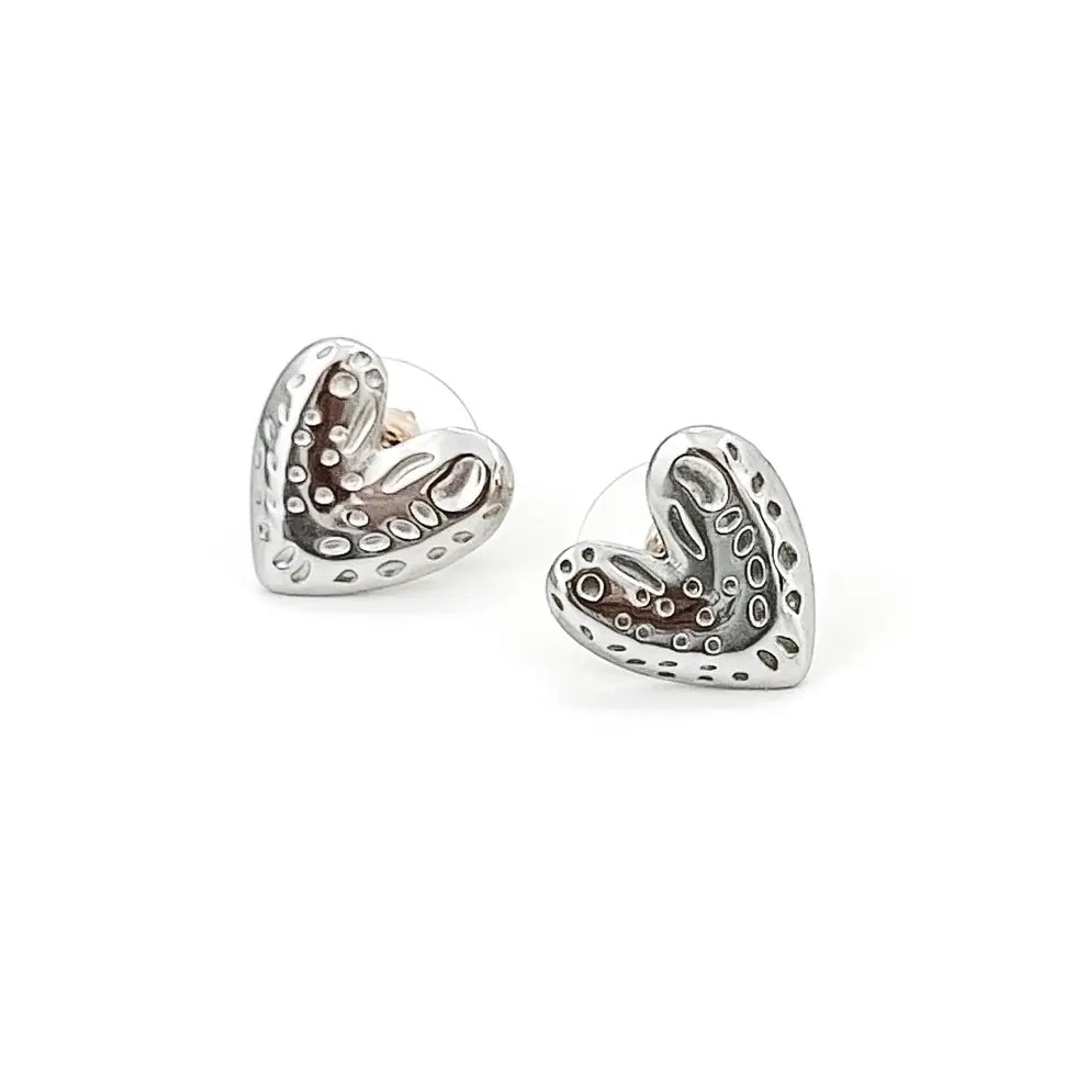 heart studs in silver